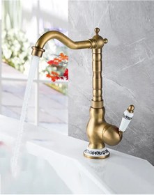 Resim RENA DESIGN Rustik Antik Evye Bataryası Mutfak Musluğu Eskitme Osmanlı Lavabo Çanak Armatür Otantik 