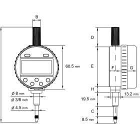 Resim Fett 0-12,5 mm Asimeto IP65 Dijital Komparatör Saati AS-407012 