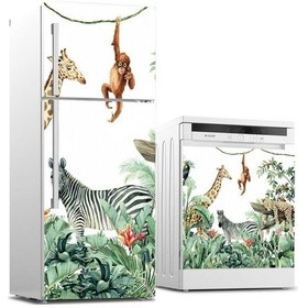 Resim Buzdolabı Ve Bulaşık Makinası Beyaz Eşya Sticker Kaplama Hayvanla 