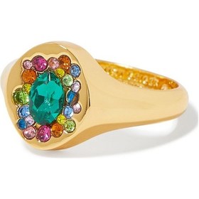 Resim Regency Signet Ring 1.8x1.5 Cm, Renkli Modern Signet Yüzük Zarif Tasarım Altın 