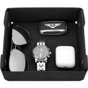 Resim Babalar Günü hediyesi sahte deri misafir tepsi düzenleyici - Giriş masası anahtarları, cüzdanları, saatleri, madeni para, cep telefonları, makyaj EDC Kendi Kendine Dispensing Takı, Yatak Yanı Çekmecesi Üstü için uygun 