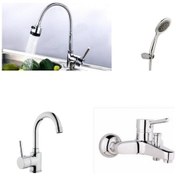 Resim Erce Delta Banyo spiralli Evye lavabo Bataryası ve Duş Takımı Krom 