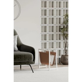 Resim ED Efelez Design Coral Koltuk Yanı Dergilik , Gazetelik , Kitaplık, Beyaz Metal - Taba Deri 