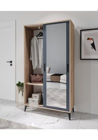 Resim Afilli Freya Portmanto Sürgülü Aynalı Tamamı Mdf Flora Antrasit 