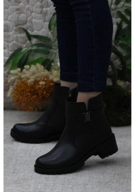 Resim Mehmet Mete 32822 Siyah Orijinal Hakiki Deri İçi Kürklü Kaymaz Taban Kadın Bot Siyah 