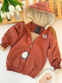 Resim Erkek Çocuk Kiremit İçi Peluş Kapüşonlu Mont 
