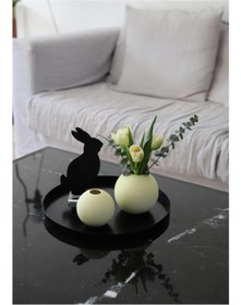 Resim Yuvarlak Metal Tepsi, 30 cm, Mat Bitişli, Yüksek Kenarlı - Beyaz 