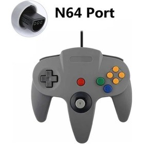 Resim Gc Gri Kablolu N64 Gamepad Joypad Oyun Joystick Gamecube Mac Gamepad Pc Oyun Denetleyicisi İçin 