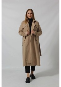 Resim Moda Berray Dizaltı Düğmeli Kuşaklı Trençkot Vizon Taş 