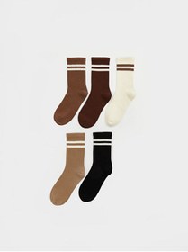 Resim LC Waikiki Timeless Clothing & Zamansız Seçimler Çizgili Erkek Çocuk Soket Çorap 5'li 