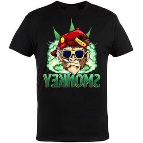 Resim Yingfu T-shırt Marihuana Otu Kene Vir Maymun Siyah Siyah 