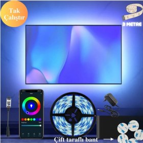 Resim Tv Arkası Yatak Odası Çocuk Odası Mutfak Rgb Şerit LED Telefon Kontrollü Tak Çalıştır 4 Metre 