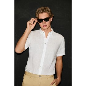 Resim U.S. Polo Assn. Erkek Beyaz Kısa Kollu Keten Gömlek 50321257-VR013 