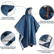 Resim 1 adet Hafif Kapüşonlu Yağmurluk Cape Depolama Çantası ile - 3'ü 1 Arada Çok Fonksiyonlu Kamp Çadırı, Zemin Matı ve Yağmurluk Yürüyüş, Seyahat, Spor için - Dayanıklı Tekstil Kumaş, Erkekler ve Kadınlar için Evrensel, Çok Renk Seçeneği, Yürüyüş Ekipmanı, Çok Yönlü Açık Kapak, Yüksek Kaliteli Tekstil 