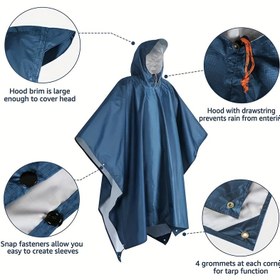 Resim 1 adet Hafif Kapüşonlu Yağmurluk Cape Depolama Çantası ile - 3'ü 1 Arada Çok Fonksiyonlu Kamp Çadırı, Zemin Matı ve Yağmurluk Yürüyüş, Seyahat, Spor için - Dayanıklı Tekstil Kumaş, Erkekler ve Kadınlar için Evrensel, Çok Renk Seçeneği, Yürüyüş Ekipmanı, Çok Yönlü Açık Kapak, Yüksek Kaliteli Tekstil 