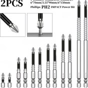 Resim 12 adet PH2 Güçlü Manyetik Hassas Darbe Tornavida Ucu Seti, Kaymaz Phillips, Yüksek Sertlikli Metal K5, 1"-6"/25-150mm, Fabrika İnşaatı ve Ev Yenilemesi için 