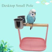 Resim 1 set Küçük Kuş Oturma Oyun Standı ile Dışkı Tepsisi, Papağan Oyun Standı Taşınabilir Kuş Kafesi Oyuncakı için Cockatiels 