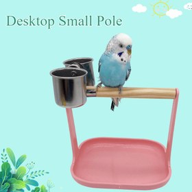 Resim 1 set Küçük Kuş Oturma Oyun Standı ile Dışkı Tepsisi, Papağan Oyun Standı Taşınabilir Kuş Kafesi Oyuncakı için Cockatiels 