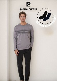 Resim Pierre Cardin Erkek %100 Pamuk Desen & Yazı Detaylı Uzun Kol Pijama Takımı Ol.pc.6102.001-koyu Gri-2xl Çok Renkli 