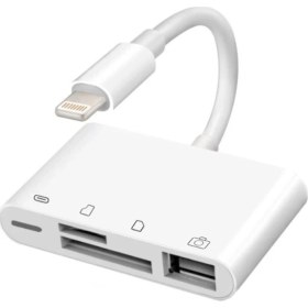 Resim CoverZone Lightning 4 In 1 USB TF/SD Card Yuvalı Adaptör 