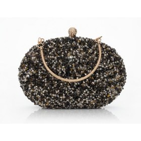 Resim Jale Kadın Şık Siyah Beyaz Taşlı Kol Ve Omuz Clutch Portföy Taşlı Abiye Çanta 