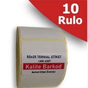 Resim Kalite Barkod 50X25 Termal Etiket | 10 Rulo Barkod Etiketi 