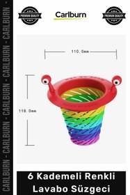 Resim Carlburn #Süzgeç Lavabo Tıkanıklık Önleyici Hijyenik Dayanıklı Temizlik Renkli 6 Kademeli Lavabo Süzgeci 