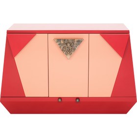 Resim Credenza Ejder Kırmızı Somon Dolaplı Konsol 