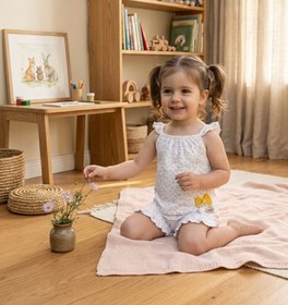 Resim Fırfırlı Kız çocuk pijama takım - Ekru / 3-4 yaş 