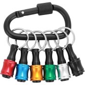 Resim Matkap Soketi Adaptörü Güçlü Yüksek Sertlikte Alüminyum Alaşım Matkap Ucu Tutucu 6 Adet, 1/4 Inç Altıgen Şaft Tornavida Ucu Uzatma Tornavida Uçları Tutucu Anahtarlık Siyah Karabin 6renk 