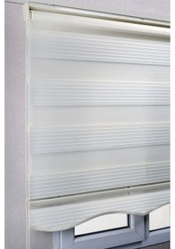 Resim Etekli Krem Pileli Zebra Kaliteli Güneşlik Stor Perde 