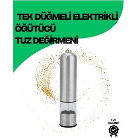 Resim Şeffaf Hazneli Elektrikli Tuz Karabiber Öğütücü Pilli Taşınabilir Mutfak Aleti 