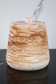 Resim 2 Parça Beton Çöp Kovası Banyo Mutfak Tuvalet Wc 18 Cm 4 Litre Kapaklı Kutu Mermer Deseni 