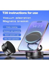 Resim T28 Metalik Magsafe Telefon Tutucu Tüm Yüzeylerle Uyumlu Vakumlu 