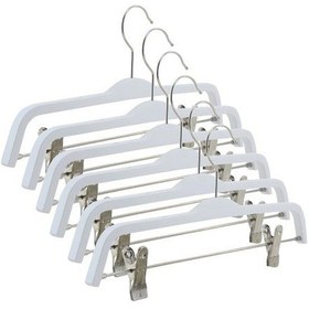 Resim Nyn Ahşap Askı Mandallı Pantolon Etek Askısı Beyaz Renk 6 Adet 