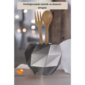 Resim Tezgah Kaşıklık Modern Tezgah Üstü Kaşıklık Dekoratif Dik Kaşıklık Siyah Renk Model 20 