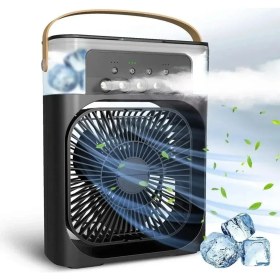 Resim Taşınabilir 3 Farklı Mod Ayarlı 7 Farklı LED Işıklı Sulu Soğutmalı Taşınabilir Masaüstü USB Fan Vantilatör (5256) 