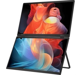 Resim Trimonitör 15.6″ Katlanabilir İkili Taşınabilir Monitör 
