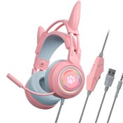 Resim Dofolink Kedi Kulaklıklı Oyun Kulaklığı, Rgb Işıklı, Gürültü Engelleme Mikrofonlu, 50mm Sürücü, Multi Platform Uyumlu Ps4/ps5/xbox/switch/pc 10.1" 