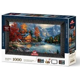 Resim Nehir Üzerinde Kış Gölgesi Çerçeveli Puzzle 1000 Parça 