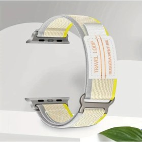 Resim Sunshine022 İwatch Ultra Serisi İçin Bej Sarı Esnek Nylon Spor Kordon 38 40 41 42mm 