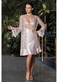Resim Nurteks Saten Pudra Kimono Takım 5374 Pudra 
