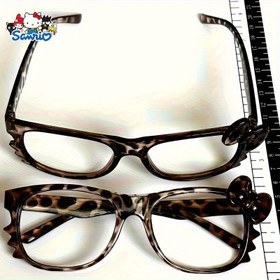 Resim Kedi ve Leopar Baskılı Gözlük Çerçevesi - Hafif Plastik, Lens Yok, Çiçek Detayları, Tam Çerçeve, Vintage Y2K Tarzı, Mükemmel Moda Aksesuarı, Y2K Modası | Eğlenceli Aksesuar | Hafif Çerçeve 