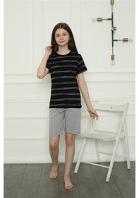 Resim Akbeniz Kız Çocuk Penye Şortlu Pijama Takım 20405 SIYAH 