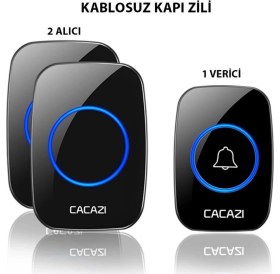 Resim Cacazı Kablosuz Uzaktan Kumandalı 2 Alıcılı LED Kapı Zili 