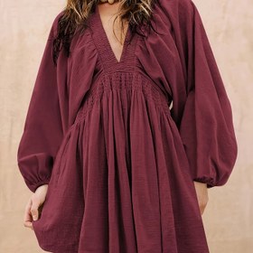 Resim 1 adet Kadınlar için Derin V-Yaka Elbise - Polyester Tatil Stili, Düz Renk, Sıkı Kesim, Tüm Mevsimler, 120g/m² Kumaş Ağırlığı, Dokuma, Toplama Detayı 