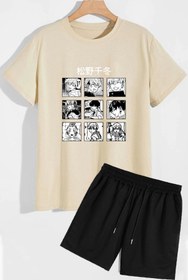 Resim trendypassion Rahat Tasarım Anime Şort T-shirt Eşofman Takımı 