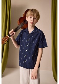 Resim DeFacto Erkek Çocuk Oversize Geniş Kalıp Polo Yaka Brode Kısa Kollu Gömlek D8339A825SMNV248 