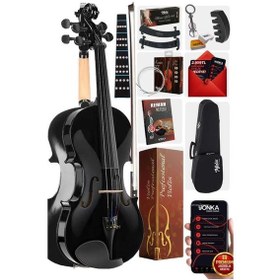 Resim Midex HGA24BK-TYS Siyah 1/2 Yarım Keman Seti 8-10 Yaş Çocuk Kemanı (Yastık Reçine Çanta Tel Susturucu Yay Metod) 