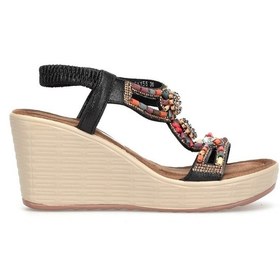 Resim Guja 26y155 Kadın Taşlı Dolgu Topuklu Lastikli Comfort Sandalet Siyah 